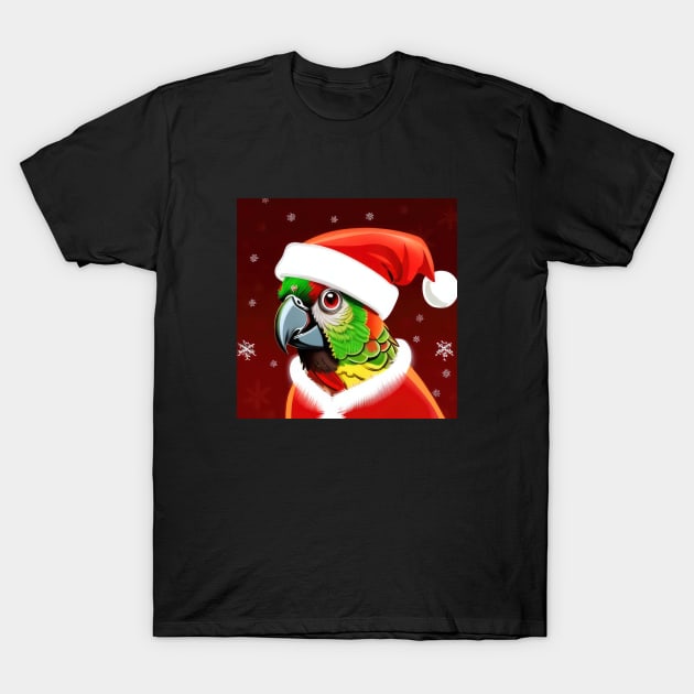 Adorable Green Cheeked Conure Santa Hat Suit Christmas T-Shirt by Jim N Em Designs